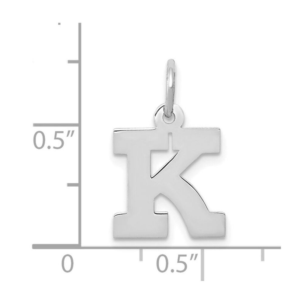 10k White Gold Small Block Initial K Charm - image 2